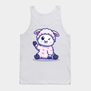 Cute Baby Sheep Waving Hand Cartoon Tank Top